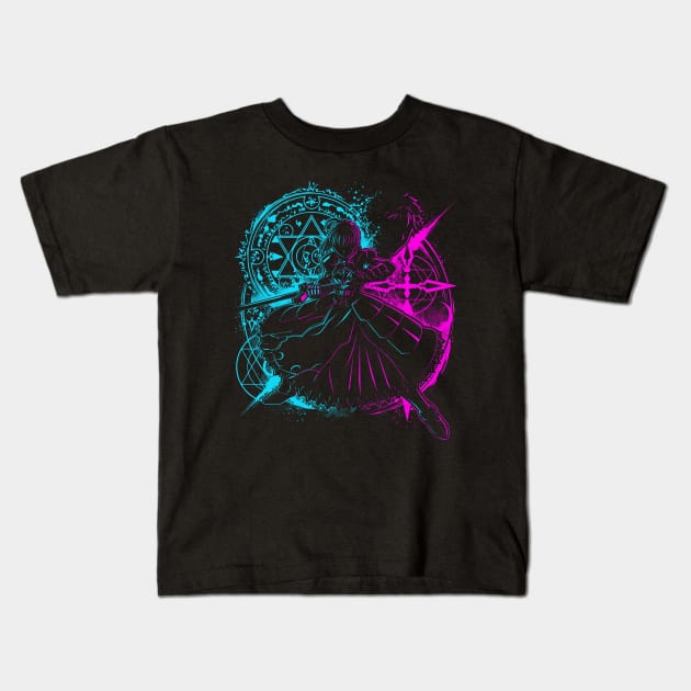 Neon Sakura Kids T-Shirt by studioyumie